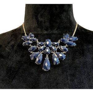 Gold Tone Necklace With Elegant Blue Purple Costume Jewelry Holiday Gift for Her